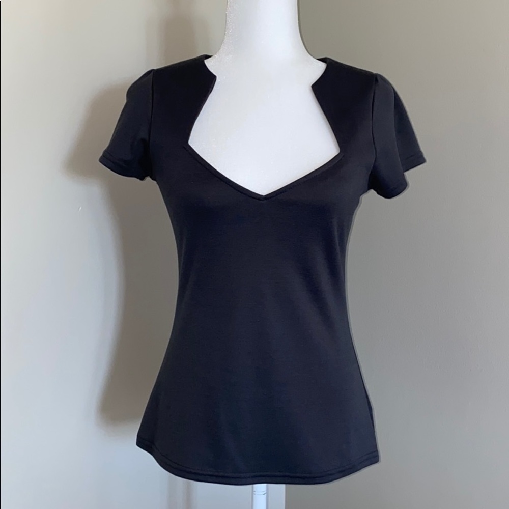 Retro Dark Gray Fashion Top, Unique Neckline!